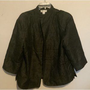 Women's Short Embrordered Black on Black Coldwater Creek Open Front XL Jacket